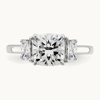 Cushion & 1/2 Moon Engagement Ring, 1.25-3.75 ct tw Lab-Grown Diamond — 2 1/2 ct, 14K White Gold