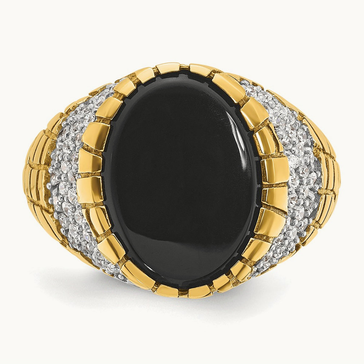 IBGoodman Men's Onyx and Diamond Nugget Complete Ring, 14K