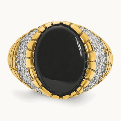 IBGoodman Men's Onyx and Diamond Nugget Complete Ring, 14K