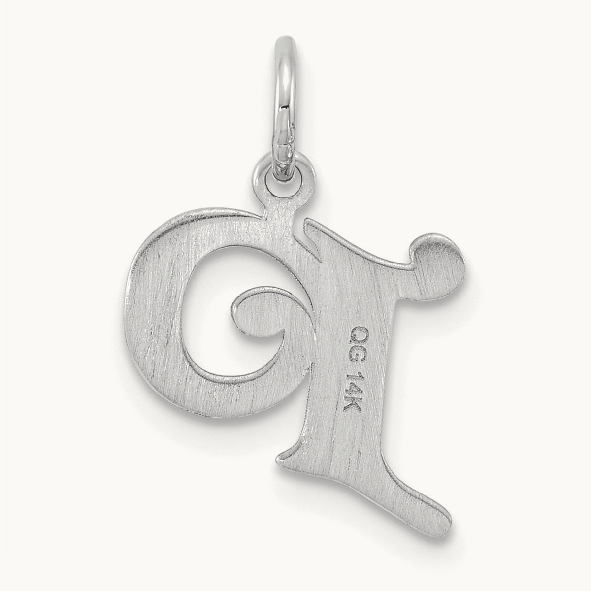 Diamond-cut Initial Charm — 14K White Gold, P