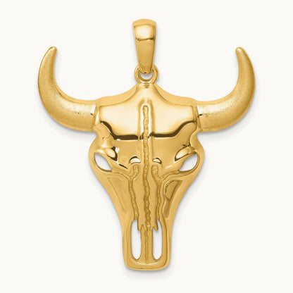 Steer Skull Pendant, 14K