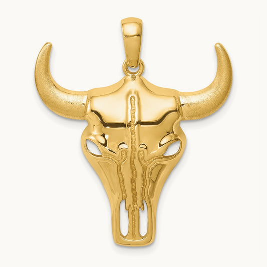 Steer Skull Pendant, 14K