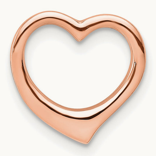 Polished Heart Chain Slide — 14K Rose Gold