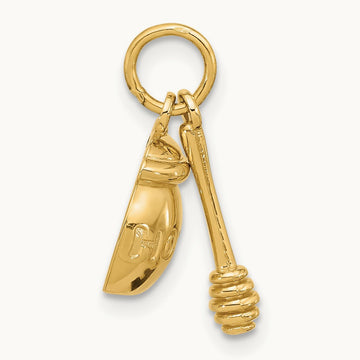 Fancy Honey Pot With Wand, 14K Yellow Gold