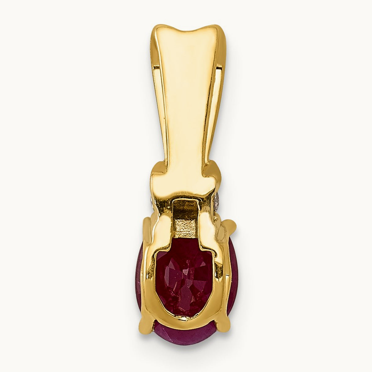 w/Rhodium Diamond and .66 Oval Ruby Pendant, 14K