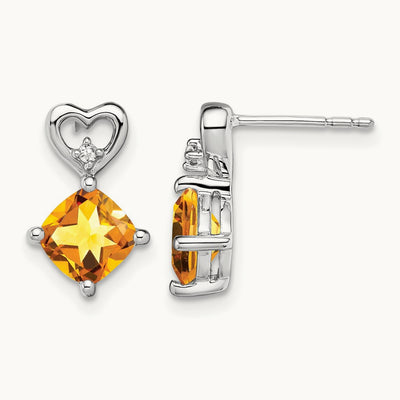 Citrine and Diamond Heart Earrings — photo set