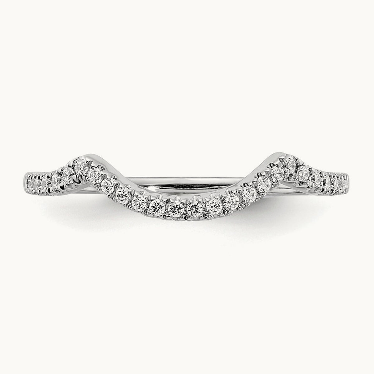 Diamond Contoured Wedding Band, 14K White Gold