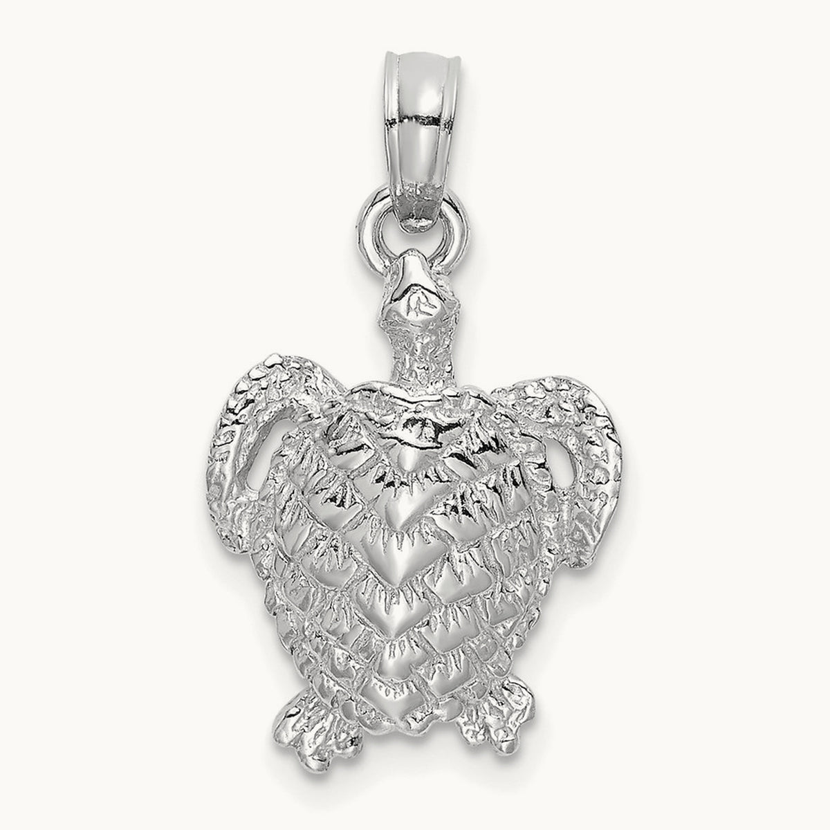 Textured Sea Turtle Charm — 14K White Gold