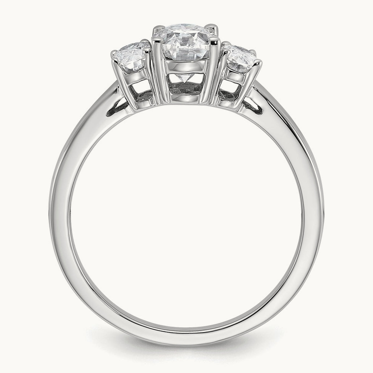 Oval 3 Stone Engagement Ring, 1.25-3.50 ct tw Lab-Grown Diamond — 1 1/3 ct, 14K White Gold