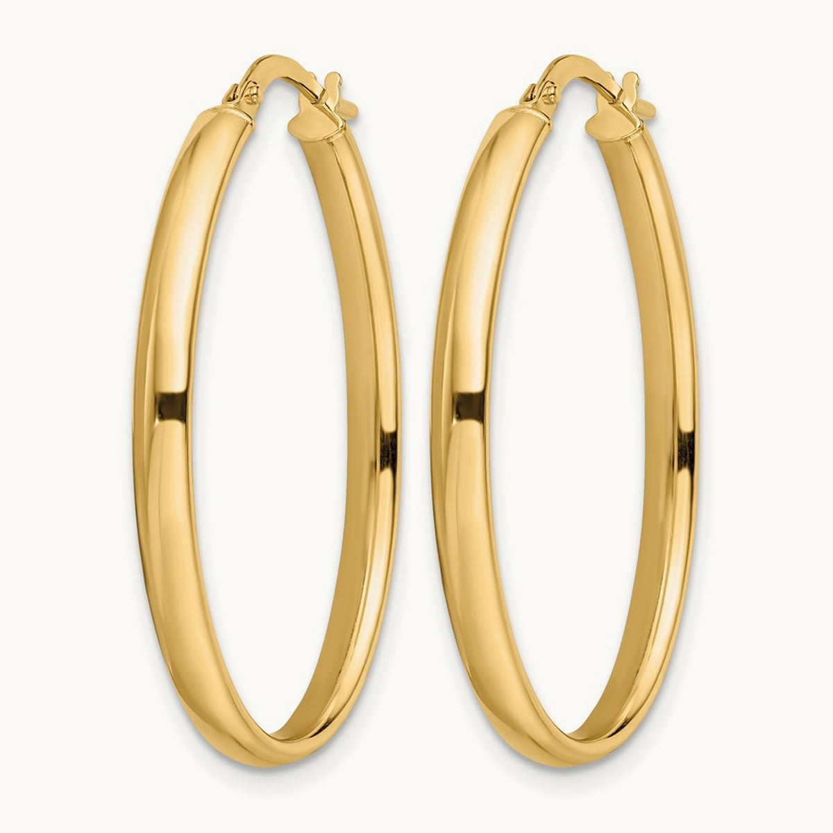 Polished Oval Hoop Earrings, 14K — Leslie's