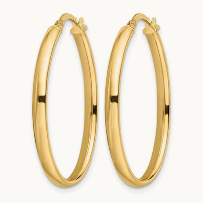Polished Oval Hoop Earrings, 14K — Leslie's