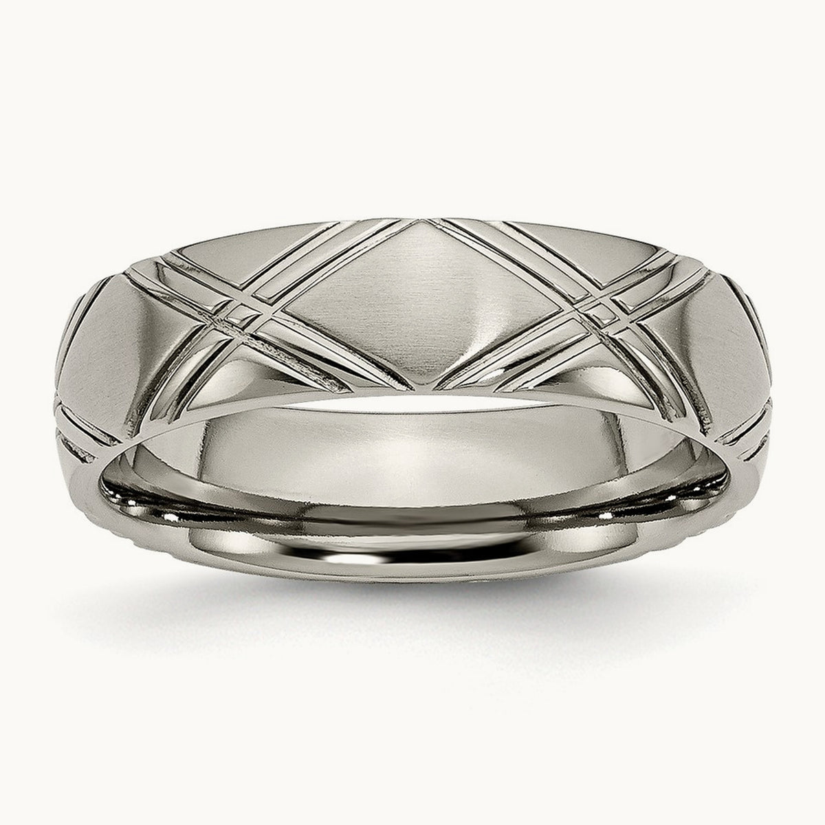 Brushed and Polished Criss-cross Design Band — photo set