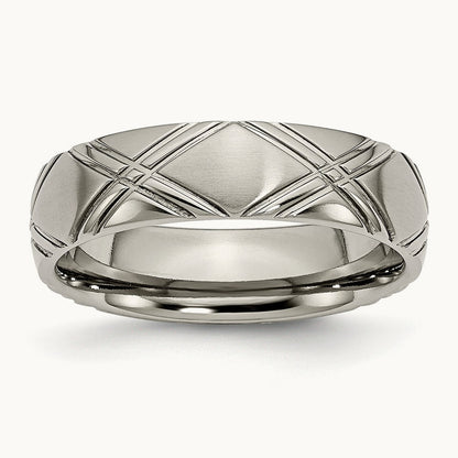 Brushed and Polished Criss-cross Design Band — photo set