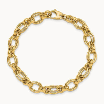 Polished Fancy Link Bracelet, 14K