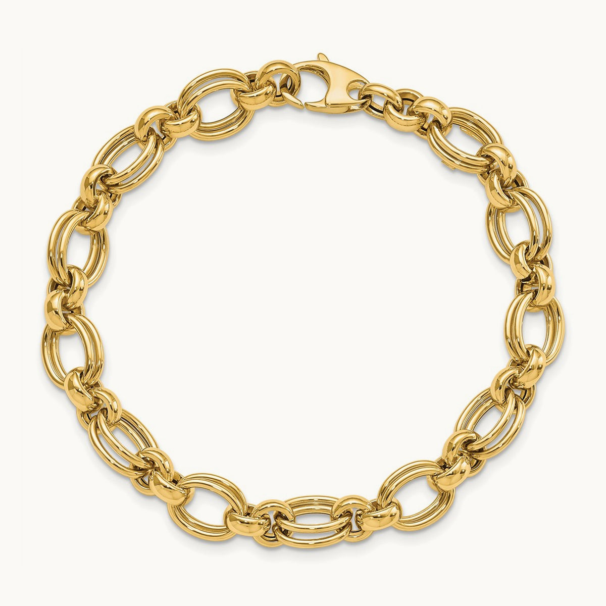 Polished Fancy Link Bracelet, 14K