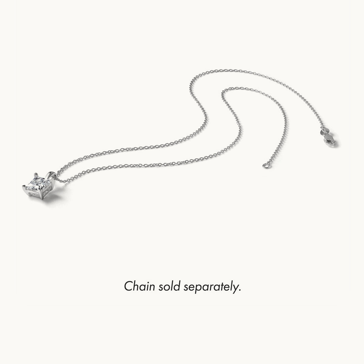 Princess Pendant Necklace, 0.50-2.00 ct tw Lab-Grown Diamond — 2 ct, 14K White Gold