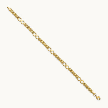 Polished Infinity and Fancy Link 7.5in Bracelet, 14K