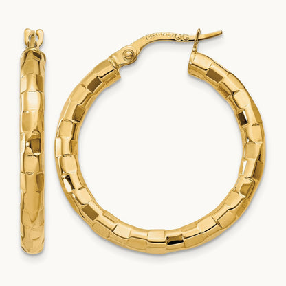 Polished/Textured Post Hoop Earring — 27mm