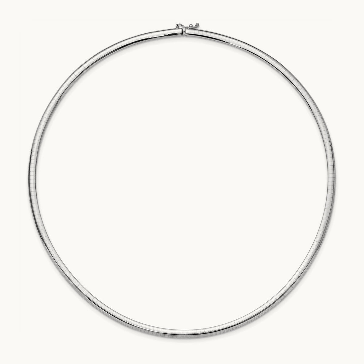 Domed Omega Necklace — 14K White Gold, 18mm, 4mm