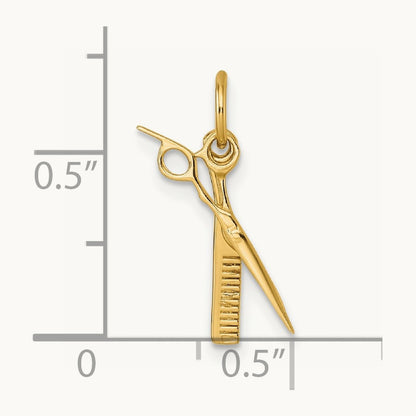Fancy Comb and Scissors Pendant, 14K Yellow Gold