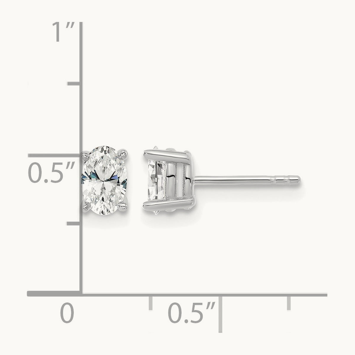 Oval Four-Prong Stud Earrings, 0.50-6.00 ct tw Lab-Grown Diamond — 5/8 ct, 14K White Gold