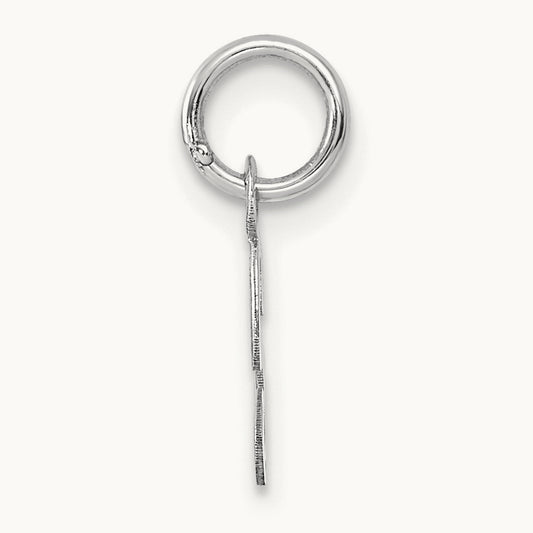Small Script Letter S Initial Charm, 14K White Gold