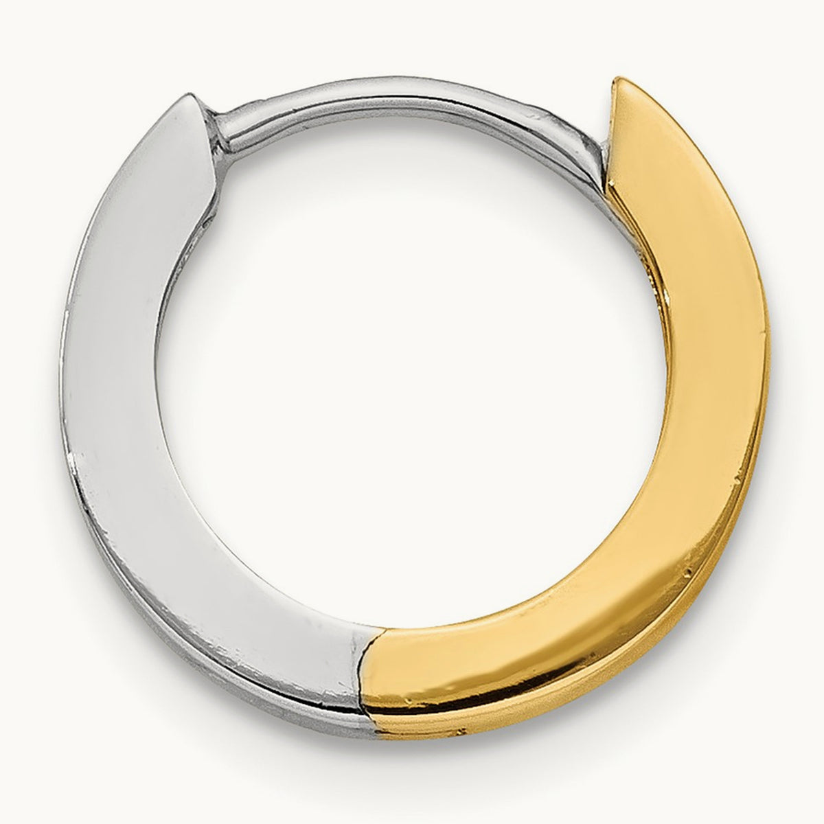 Single 14K Two-Tone Round Hinged Hoop Earring — 2mm