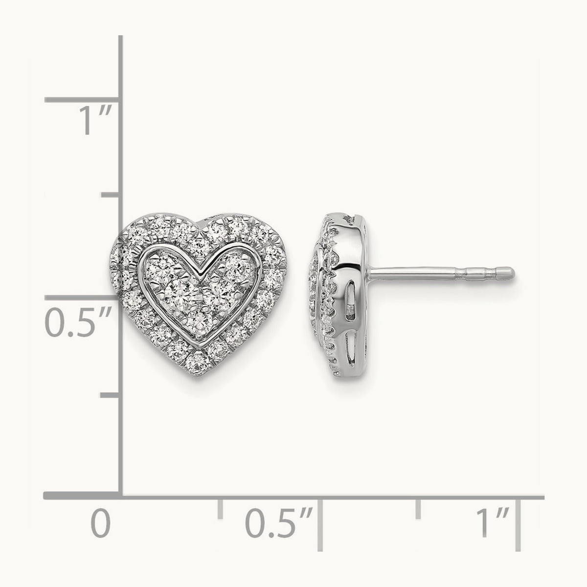 Halo Heart Post Earrings, 0.75 ct tw Lab-Grown Diamond