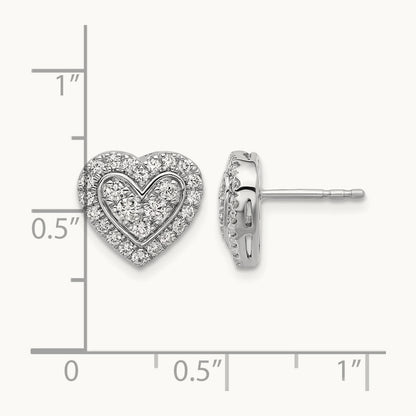 Halo Heart Post Earrings, 0.75 ct tw Lab-Grown Diamond