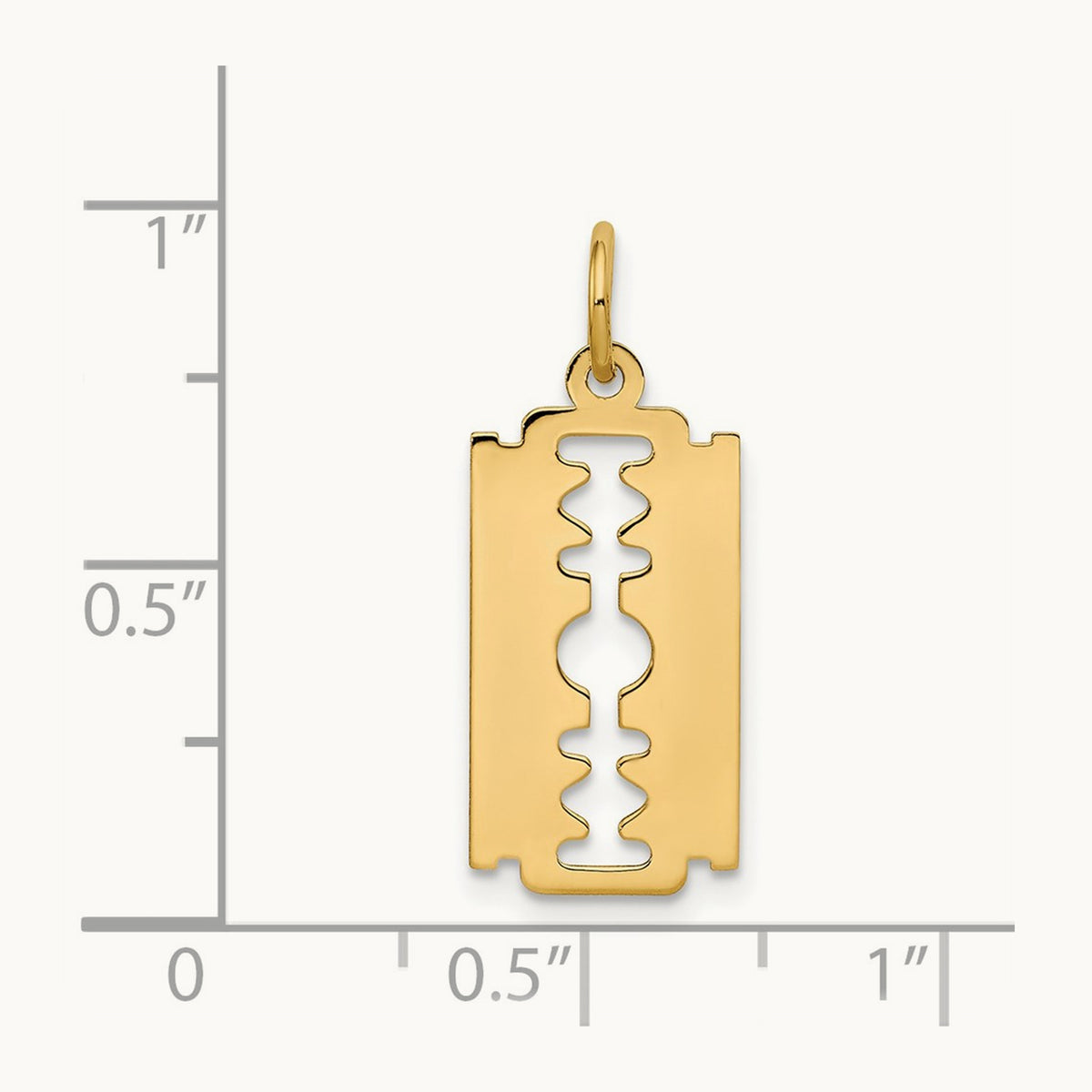 Polished Razor Blade Charm, 14K