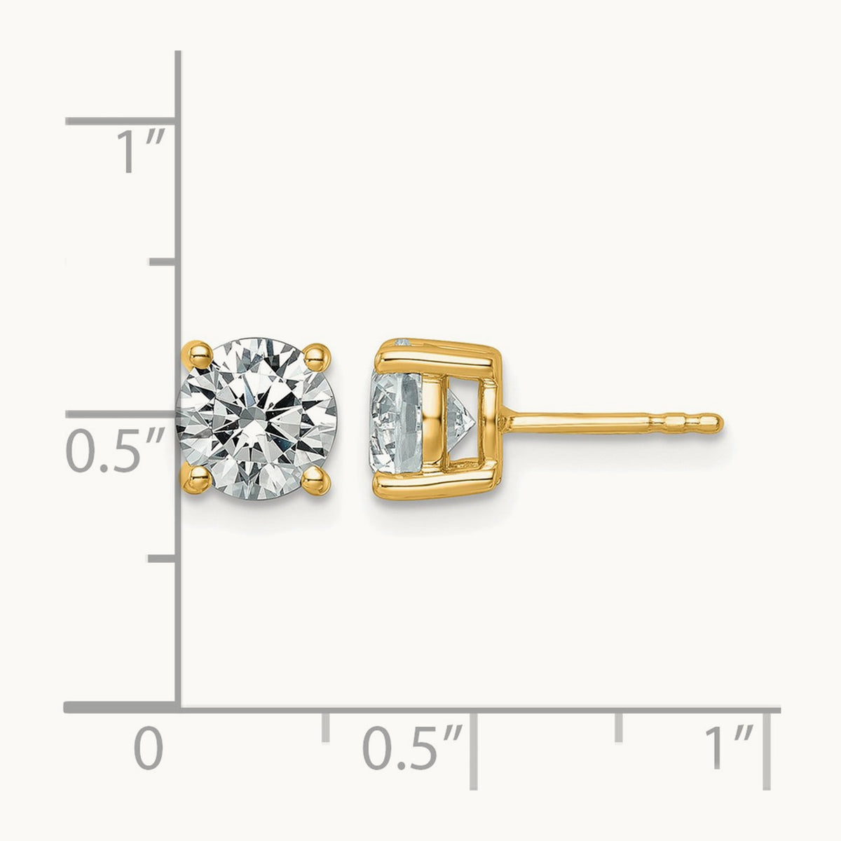 Round Lightweight Earrings, 0.25-6.00 ct tw Lab-Grown Diamond — 2 1/2 ct, 14K Yellow Gold