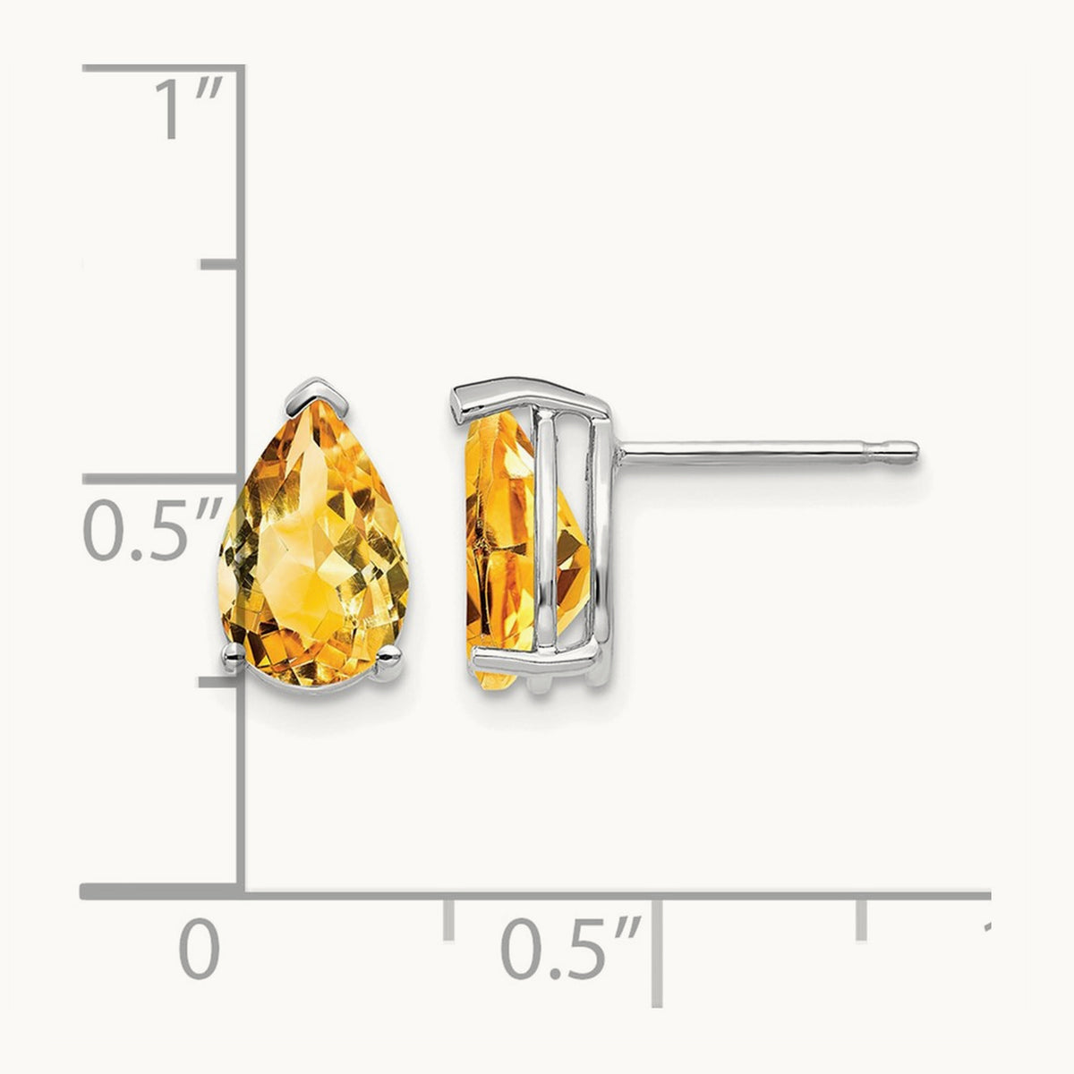 9x6mm Pear Citrine Earrings, 14K White Gold
