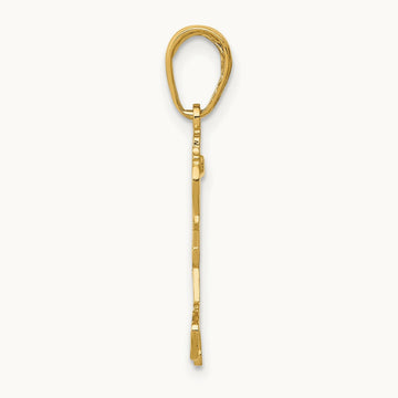 Little Girl Walking with Flowers Pendant, 14K