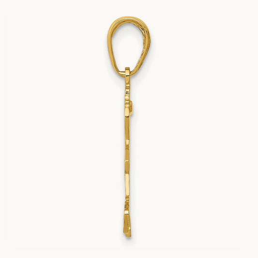 Little Girl Walking with Flowers Pendant, 14K