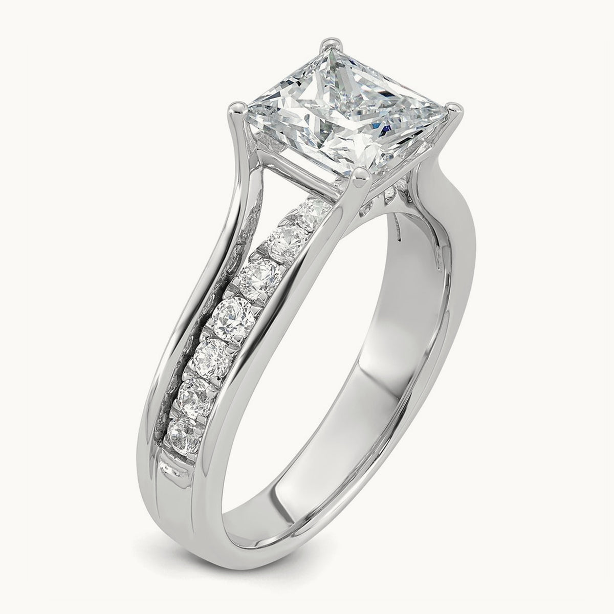 Princess Engagement Ring, 1.75-3.00 ct tw Lab-Grown Diamond — 2 1/2 ct, 14K White Gold