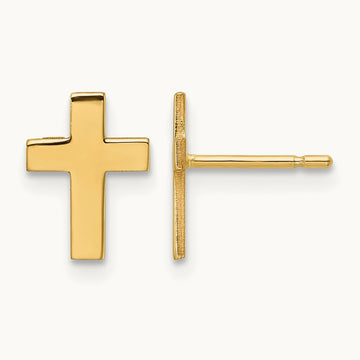 Polished Cross Earrings — 9mm