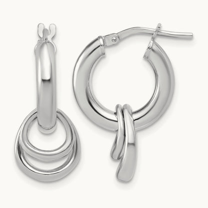RH-plated Polished Circle Dangle Hoop Earrings, Sterling Silver — Leslie's