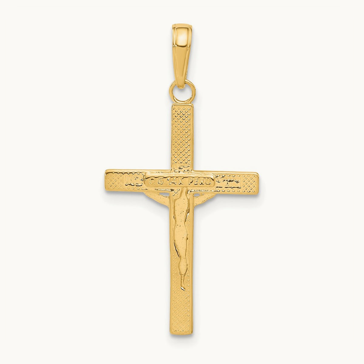 Diamond-cut Fancy Tipped Crucifix Pendant, 14K