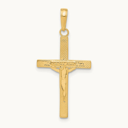 Diamond-cut Fancy Tipped Crucifix Pendant, 14K