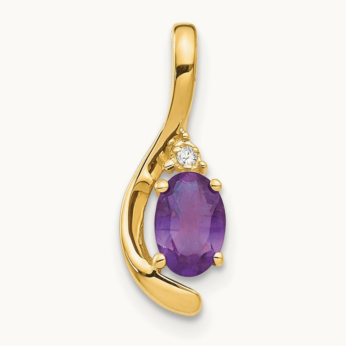 Amethyst and Diamond Pendant — 14K Yellow Gold