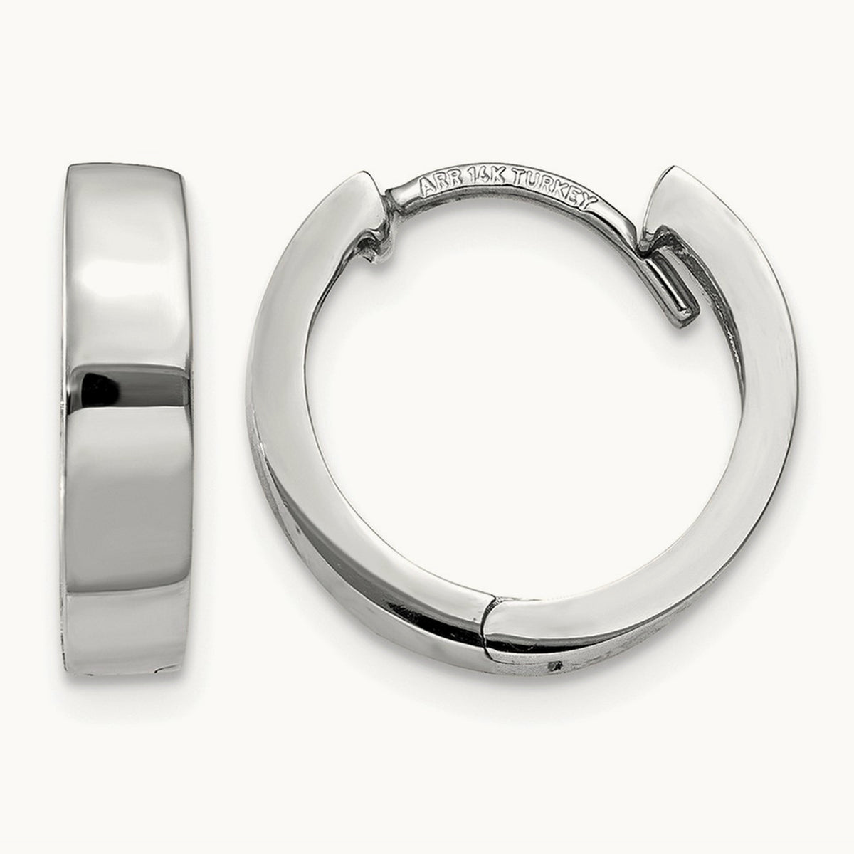 Round Hinged Hoop Earrings, 14K White Gold