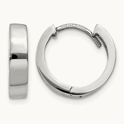 Round Hinged Hoop Earrings, 14K White Gold