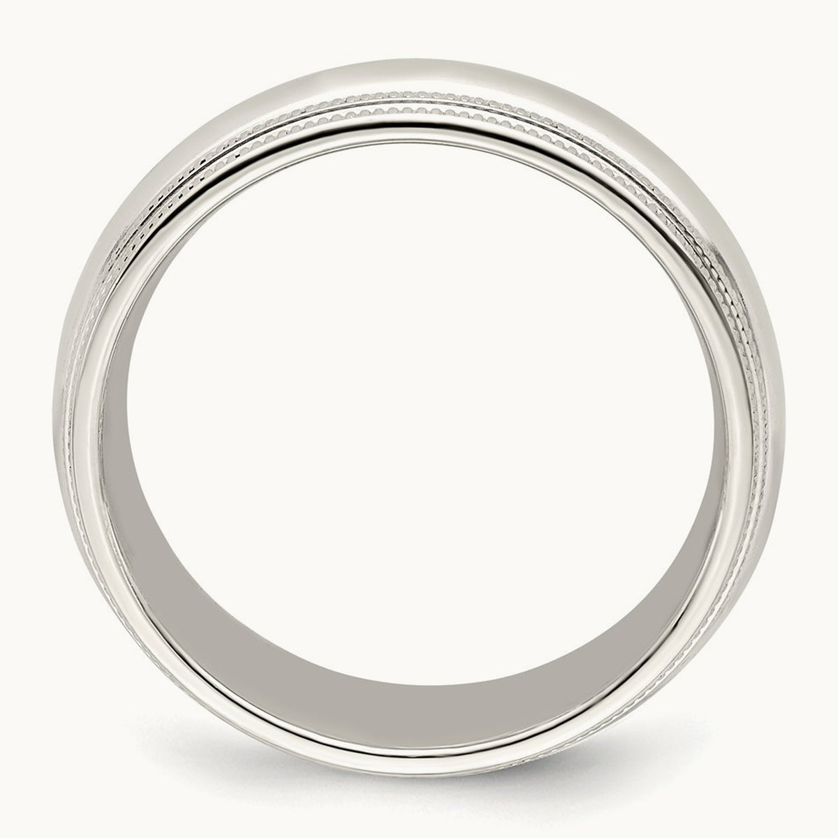 Double Milgrain Comfort Fit Band, 7mm, 10K White Gold