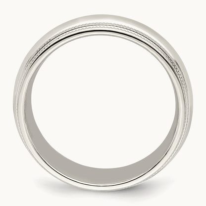 Double Milgrain Comfort Fit Band, 7mm, 10K White Gold