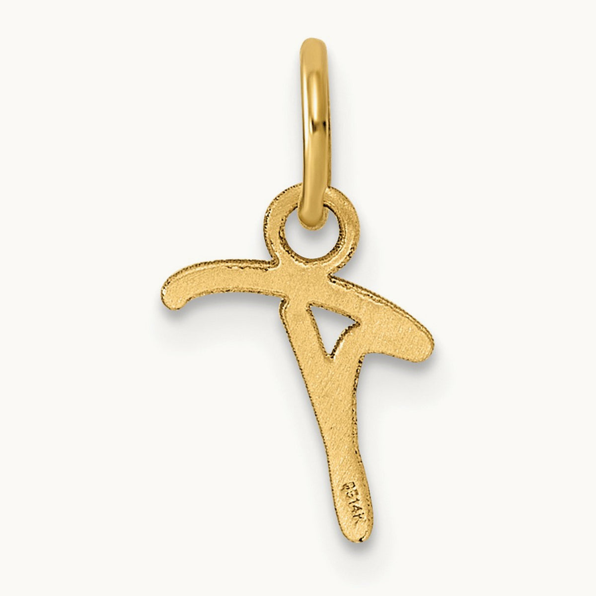 Uppercase Initial Charm — 14K Yellow Gold, T