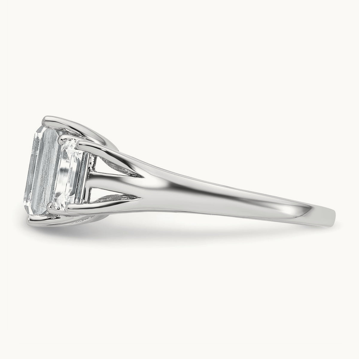 Emerald 3 Stone Engagement Ring, 1.50-3.25 ct tw Lab-Grown Diamond — 3 1/3 ct, 14K White Gold