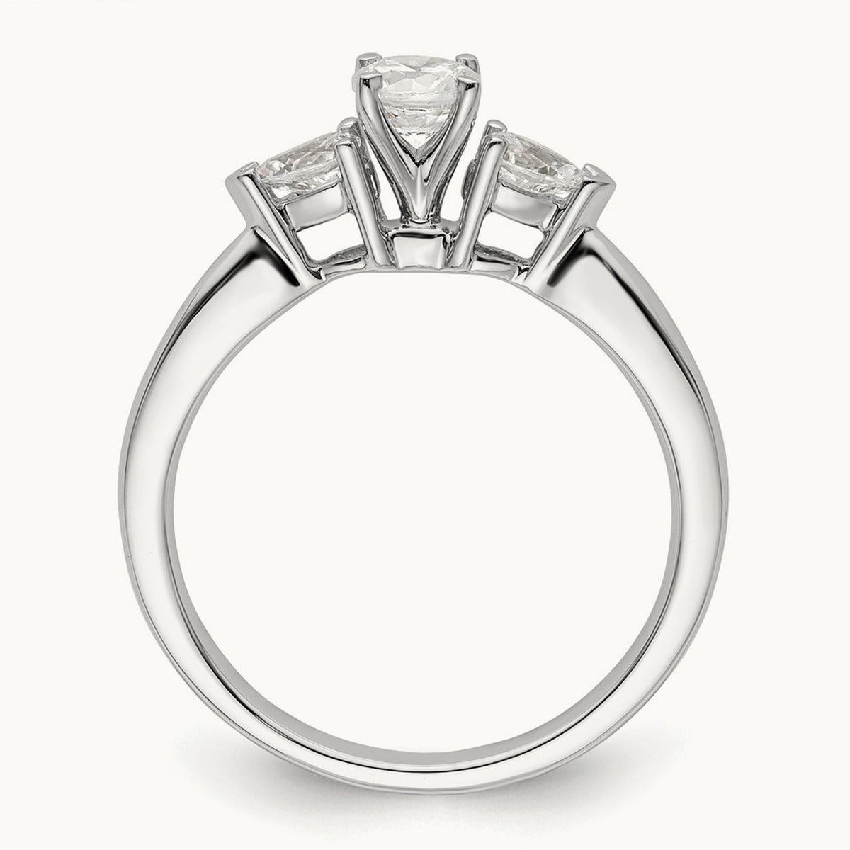 3-Stone Diamond Peg Set Semi-mount Engagement Ring, 14K White Gold