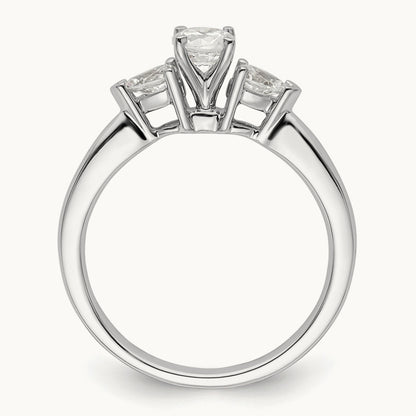 3-Stone Diamond Peg Set Semi-mount Engagement Ring, 14K White Gold