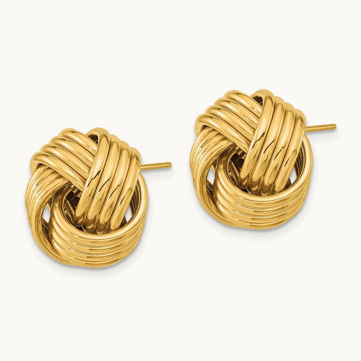 Polished Love Knot Post Earrings, 14K