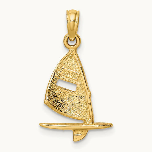 Enameled Windsail Surf Board Charm, 14K Pink
